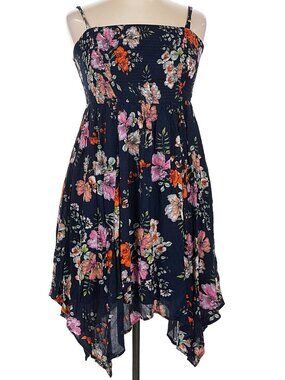 Torrid Navy Floral Handkerchief Hem Sundress Beach Coverup whimys hippie boho